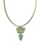 Necklace / Pendant - XP-42 - Genuine Handmade Dichroic Glass Pendant Hung on a 16" Stainless Steel Olive Green Colored Multi-Strand Cord + 2" Extension Chain ~ .925 Sterling Silver