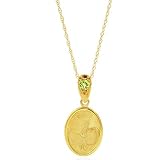 10K Yellow Gold Mother Holding Child Periot Cameo Pendant w/ Chain 18