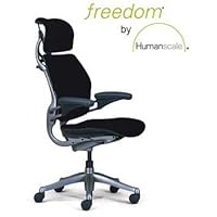 Humanscale Freedom Task Chair, Graphite Frame, Headrest, Standard Gel Armrests, Standard Seat, Standard Height, Wave Black Fabric