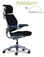 Humanscale Freedom Task Chair, Headrest, Advanced Gel Armrests, Black Fabric, Graphite Frame
