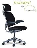 Humanscale Freedom Task Chair, Headrest, Advanced Gel Armrests, Black Fabric, Graphite Frame
