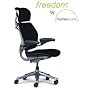Humanscale Freedom Task Chair, Headrest, Advanced Gel Armrests, Black Fabric, Graphite Frame
