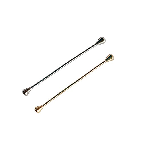 SamWay 2PCS Mens Jewelry Collar Pins, Platinum Plated Cone Shape Ended Bar Collar Pin Eyelet Pin Each of Black and Silver