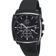 Puma Shade L Chronograph Black Dial Black Rubber Unisex Watch PU102591003