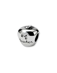 #1 Teacher Apple Charm in Silver for 3mm Charm Bracelets