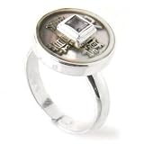 Sterling Silver Black Mother-of-Pearl & Iolite Adjustable Ring