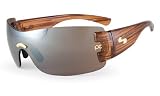 Sundog Allure-Paula Creamer Signature Style Sunglasses with Amber Wood Demi Frame and Brown Flash Mirror Lens