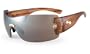 Sundog Allure-Paula Creamer Signature Style Sunglasses with Amber Wood Demi Frame and Brown Flash Mirror Lens