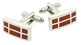 Attractive silver plated cufflinks with dark rust enamel with presentation box