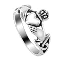 .925 Sterling Silver Irish Claddagh Polish Finish Band Ring