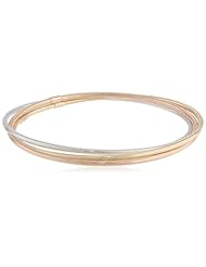 14k Tri-Color Gold Set of 3 Slip-On Bangle Bracelet, 7.75"