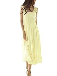 Backless Sleeveless Elasticized   Waistline Chiffon  Dress