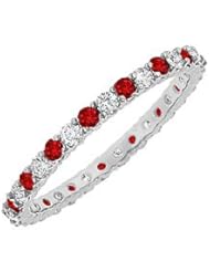 Ruby and Diamond Eternity Bangle 14K White Gold - 6.00 CT TGW