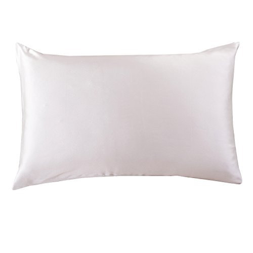 OROSE 19mm Luxury 100% Pure Mulberry Silk Pillowcase with Cotton Underside, good for hair, sleep and facial beauty, prevent wrinkle and allergy, with hidden zipper, gift wrap (Queen, Ivory)