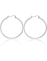 14K White Gold Light Tube Hoop Earrings (40mm)