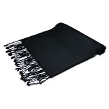 100% Pashmina BLACK Shawl Wrap. Womans Scarf.