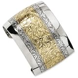 Gold-tone and Silver-tone Floral Cuff Bracelet