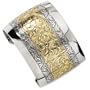 Exotic Gold-tone and Silver-tone Floral Cuff Bracelet - 1/2" wide - JewelryWeb