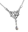 Sterling Silver Celtic Knot Four Point North Star with Genuine Rainbow Moonstone Drop 17" Adjustable Necklace