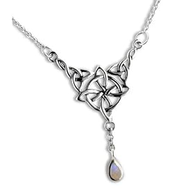 Sterling Silver Celtic Knot Four Point North Star with Genuine Rainbow... by Moonstone Birthstones