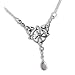 Sterling Silver Celtic Knot Four Point North Star with Genuine Rainbow Moonstone Drop 17" Adjustable Necklace