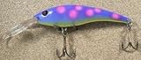 JLVLures JLV Lures Curved Minnow Freshwater Diver Purple Tree Frog : Walleye Sauger Pike Bass Steelhead Crankbait Deep Troll Tantalizing Curve Body Wobble Kicking Rattle Rattling Trolling Casting Cast Treble Bronze Hook Darting Structure Fishing Gravel Bottom Rock Stump