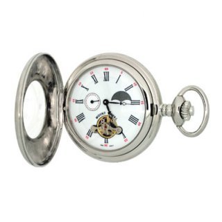 MOUNT ROYAL CHROME PLATED MECHANICAL HALF HUNTER POCKET WATCH B31CP