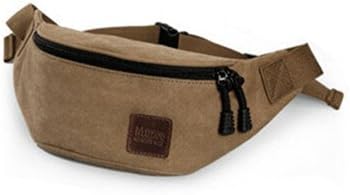 Guangzhouhuayan Canvas Bum Bag Stylish Fashionable Waist Bag Outdoor Activity Phone Wallet Bag for Men Coffee/khaki/coffee+army Green (khaki)