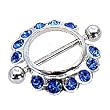 Stainless Steel Shields Nipple Ring with Blue CZ - Sold Individually