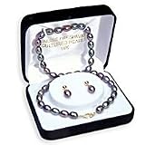 14k Gold, 6.5-7mm Black Pearl Set
