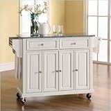 Crosley Furniture KF30003EWH Solid Granite Top Kitchen Cart/Island in White Finish