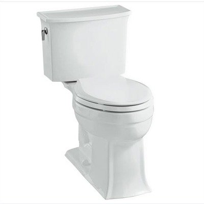 Kohler K-3517-0 Archer Comfort Height Elongated Toilet with Left-Hand Trip Lever, Less Seat, White