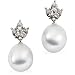18K Palladium White Gold Paspaley South Sea Cultured Fine Drop Pearl and Diamond Earrings - 10.00mm