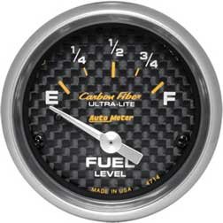 Auto Meter | 4716 2 1/16 Carbon Fiber Series - Fuel Level Gauge - Electric - 240 Ohm Empty/ 33 Ohm Full