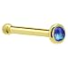 Solid 14KT Yellow Gold 2mm Dark Blue Synthetic Opal Nose Bone - 18 Gauge