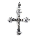 Sterling Silver Marcasite Cross Pendant with Filigree Ends
