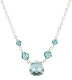 Sterling Silver Swarovski Elements Aquamarine Colored Briolette and Beads Necklace, 18