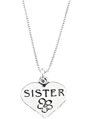 Sterling Silver One Sided Sister Heart Necklace
