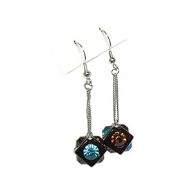 Crystal Bronze Turquoise Big Eye Stud Cube Earrings Fashion Jewelry