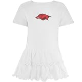 Arkansas Razorbacks Infant White Ruffled Creeper Dress with crystals