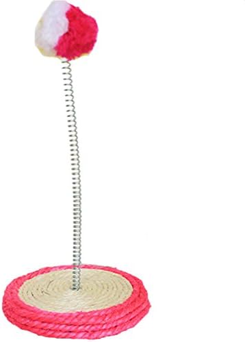 Cat Scratching Post Fluffy Spring-loaded Ball Scratcher Toy for Cats and Kittens, pink
