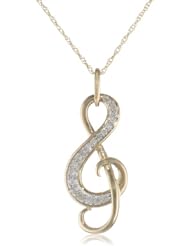 10k Yellow Gold Diamond Music Note Pendant Necklace (1/10 cttw, I-J Color, I2-I3 Clarity), 18"