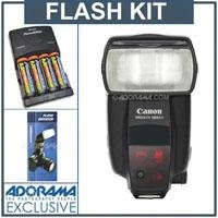 Canon Speedlite 580EX II, Shoe Mount Flash - Basic Outfit with 4 NiMH Batteries, Charger, Flashpoint Flash Diffuser