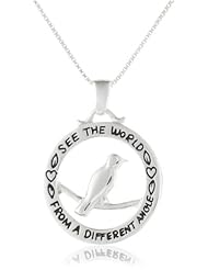 Sterling Silver "See The World From A Different Angle" Reversible Bird Pendant Necklace, 18"