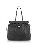 Prada Black Signature Jacquard Nylon Drawstring Tote Bag