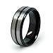 8mm Black Plated Titanium Ring with Groove title=