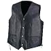 Diamond Plate Hand-Sewn Pebble Grain Genuine Leather Vest Medium Antique Brass Hardware