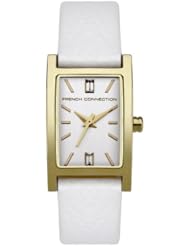 French Connection Womens FC1025GS Classic Square Ion-Plating White Leather Watch