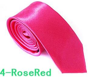 1pc Retail Cheap British Casual Style Tie for Men Plain Narrow Arrow Necktie Skinny Solid Color Neckwear WHS28 (Rose Red-4)