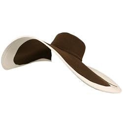San Diego UV Sun Beach Hat Floppy XL 10" Brim Brown with White